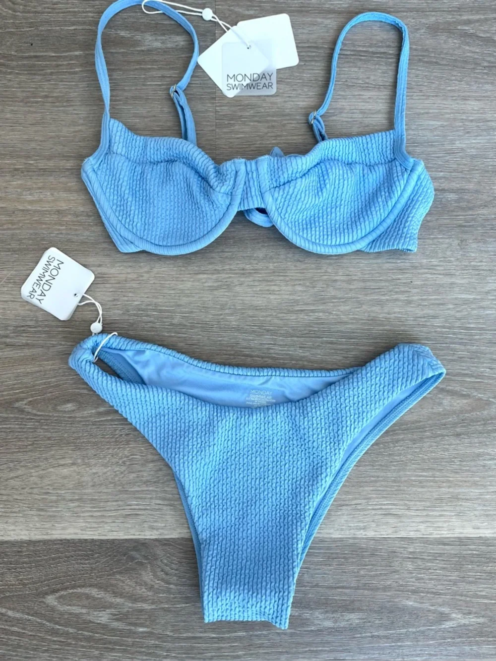 Monday Swimwear Blue Ribbed Bikini set - Picture 10 of 12